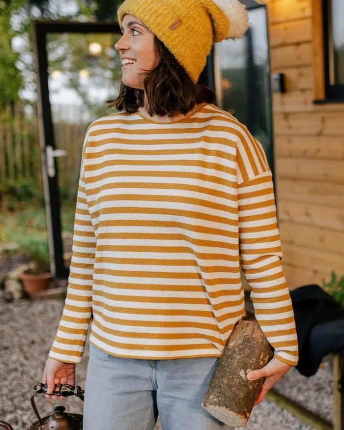 Passenger Tops Panorama Striped LS TShirt Amber Gold Amber Gold 8211 Women