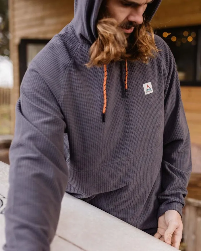 Passenger Tops Point Recycled Grid Polar Fleece Hoodie Charcoal Charcoal 8211 Men Passenger Tops Point Recycled Grid Polar Fleece Hoodie Charcoal Charcoal 8211 Men