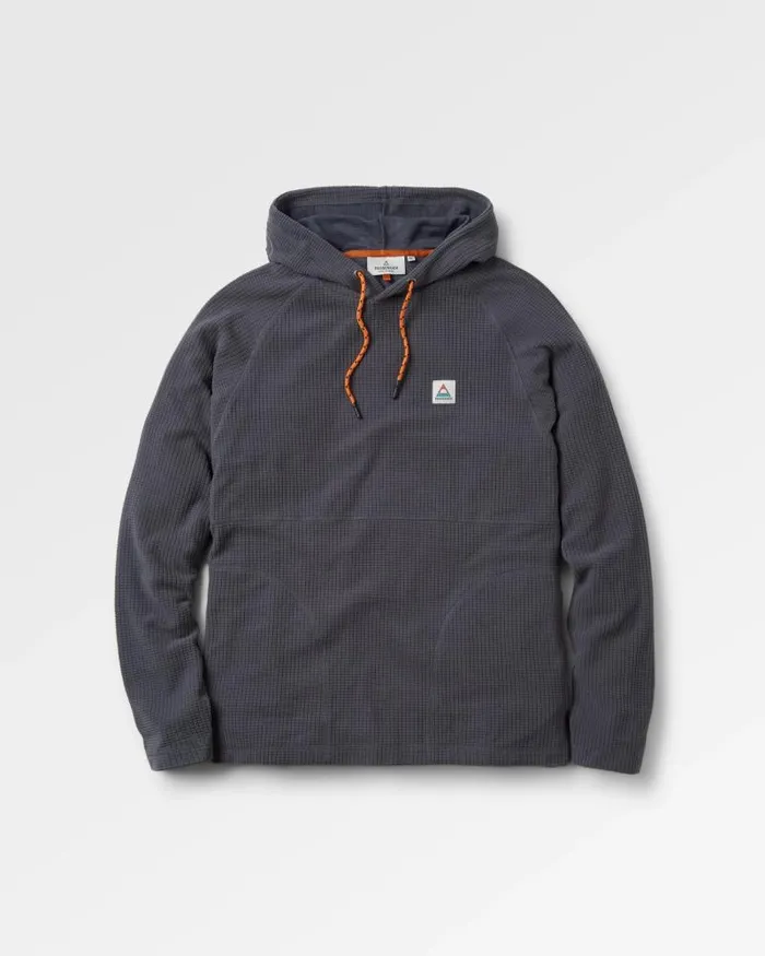 Passenger Tops Point Recycled Grid Polar Fleece Hoodie Charcoal Charcoal 8211 Men