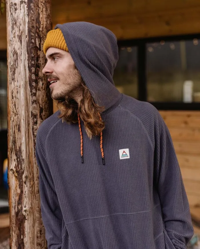 Passenger Tops Point Recycled Grid Polar Fleece Hoodie Charcoal Charcoal 8211 Men