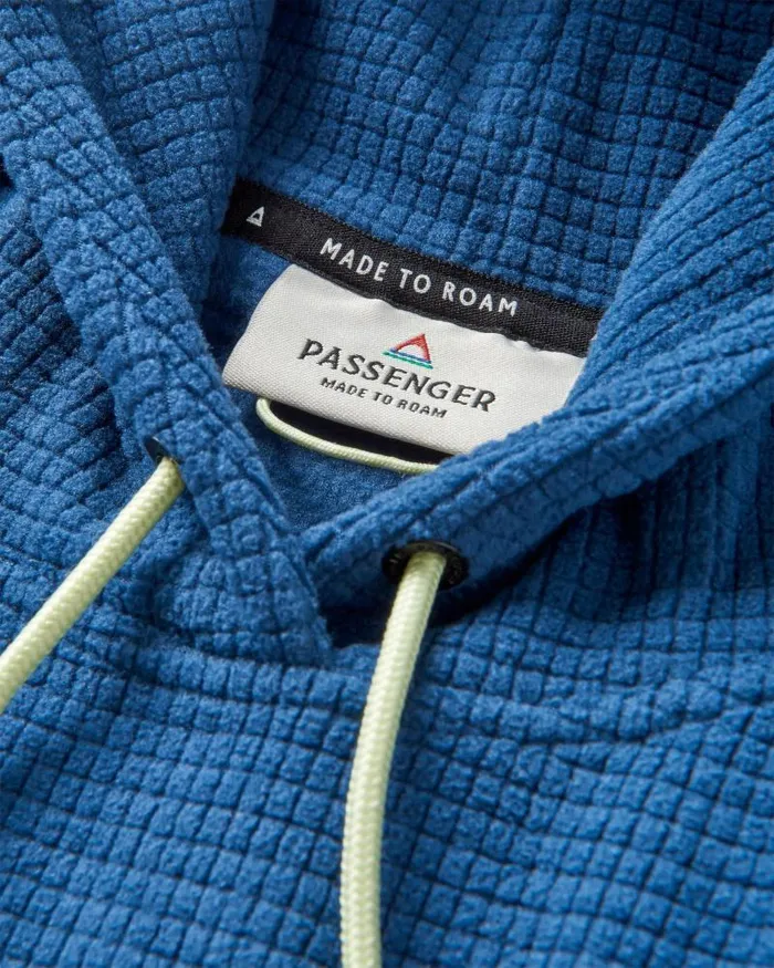 Passenger Tops Point Recycled Grid Polar Fleece Hoodie Dark Denim Dark Denim 8211 Men