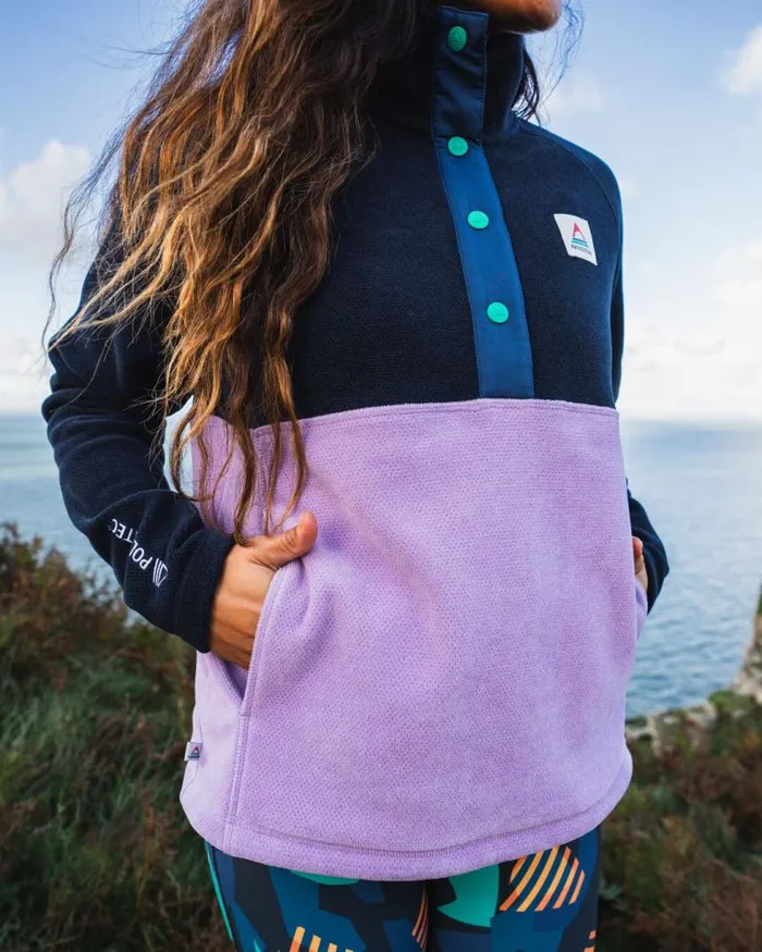 Passenger Tops Snowdrop Pullover Recycled Polartec Fleece Lilac Deep Navy Lilac Deep Navy 8211 Women