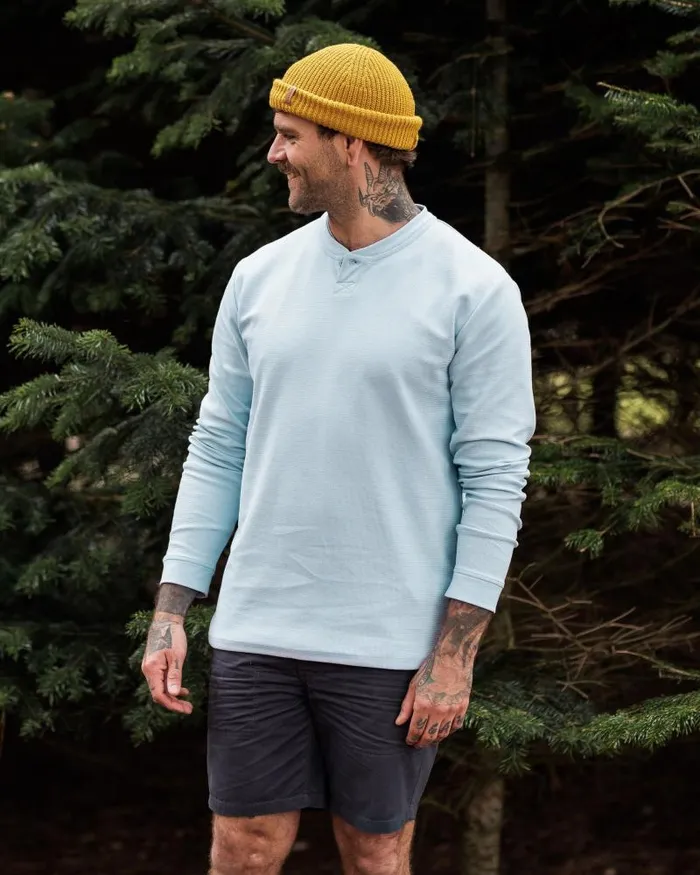Passenger Tops Stream Button Up Henley Pale Blue Pale Blue 8211 Men