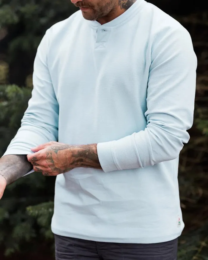 Passenger Tops Stream Button Up Henley Pale Blue Pale Blue 8211 Men