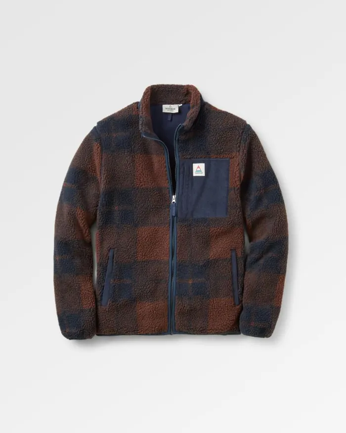 Passenger Tops Trekker Recycled DeepPile Sherpa Fleece ChestnutDeep Navy Check Chestnutdeep Navy Check 8211 Men