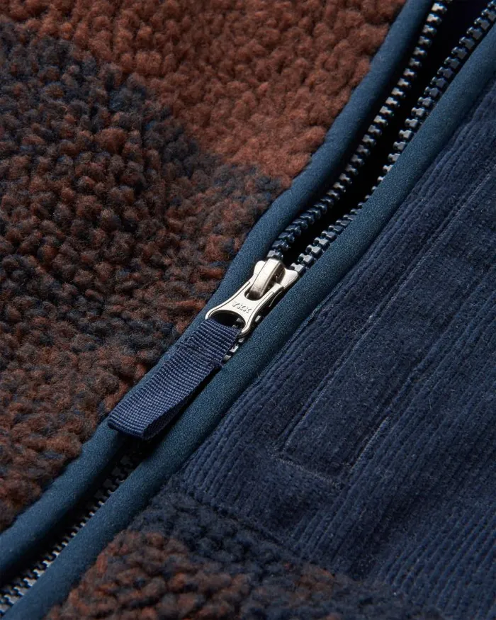 Passenger Tops Trekker Recycled DeepPile Sherpa Fleece ChestnutDeep Navy Check Chestnutdeep Navy Check 8211 Men