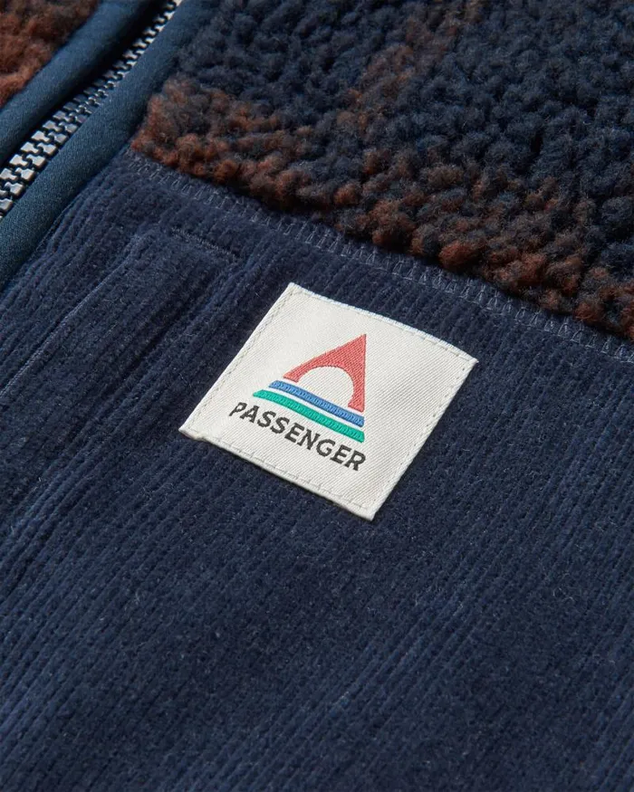 Passenger Tops Trekker Recycled DeepPile Sherpa Fleece ChestnutDeep Navy Check Chestnutdeep Navy Check 8211 Men