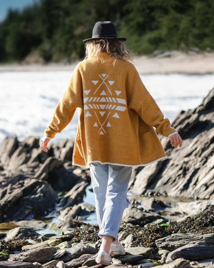 Passenger Tops West Coast Recycled Knitted Cardigan Sunset Yellow Marl Sunset Yellow Marl 8211 Women Passenger Tops West Coast Recycled Knitted Cardigan Sunset Yellow Marl Sunset Yellow Marl 8211 Women