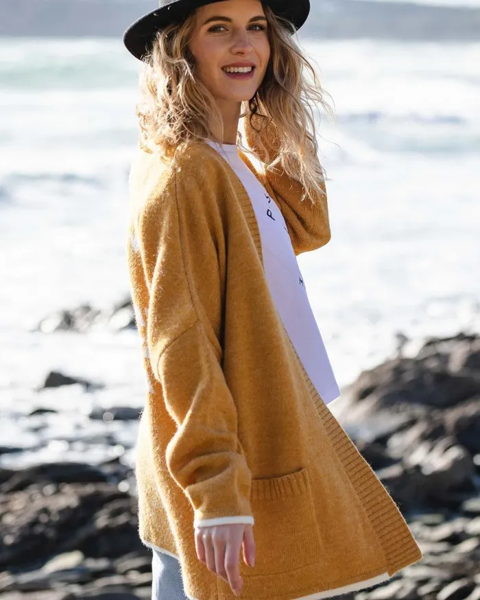 Passenger Tops West Coast Recycled Knitted Cardigan Sunset Yellow Marl Sunset Yellow Marl 8211 Women