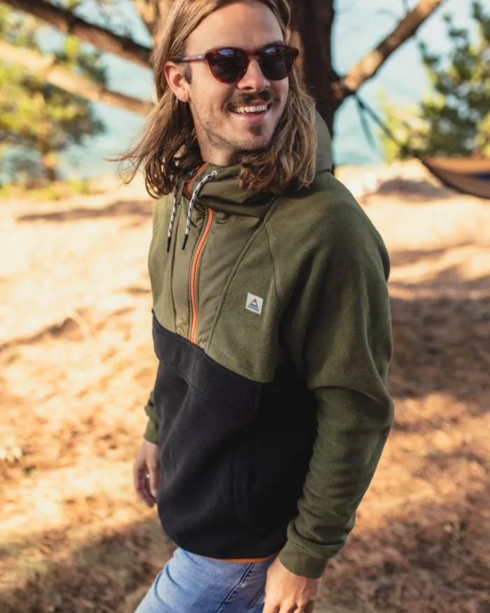 Passenger Tops Woodland Hooded 12 Zip Recycled Polar Fleece True Black Khaki True Black Khaki 8211 Men Passenger Tops Woodland Hooded 12 Zip Recycled Polar Fleece True Black Khaki True Black Khaki 8211 Men