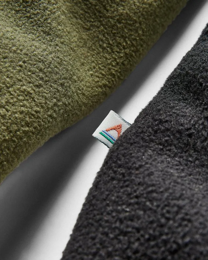 Passenger Tops Woodland Hooded 12 Zip Recycled Polar Fleece True Black Khaki True Black Khaki 8211 Men