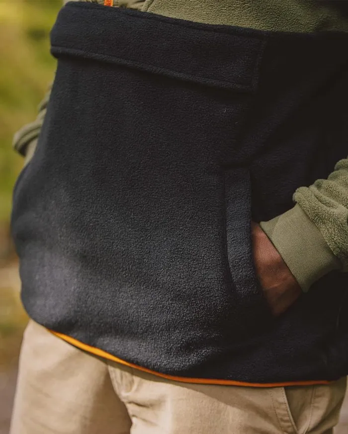 Passenger Tops Woodland Hooded 12 Zip Recycled Polar Fleece True Black Khaki True Black Khaki 8211 Men