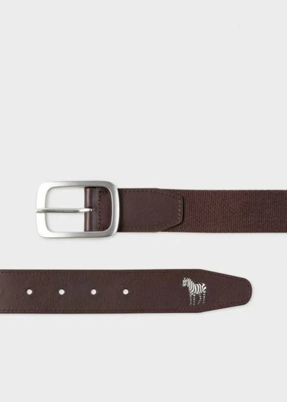 Paul Smith Belts Webbing Zebra Logo Belt Brown 8211 Mens