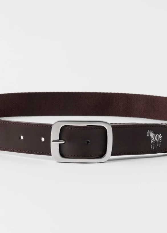 Paul Smith Belts Webbing Zebra Logo Belt Brown 8211 Mens