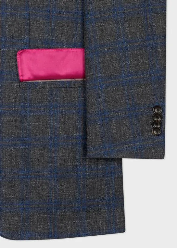 Paul Smith Blazers EasyFit Grey And Blue Check WoolLinen Blazer Grey 8211 Mens