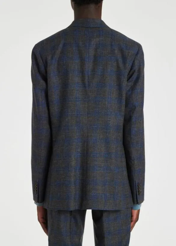 Paul Smith Blazers EasyFit Grey And Blue Check WoolLinen Blazer Grey 8211 Mens