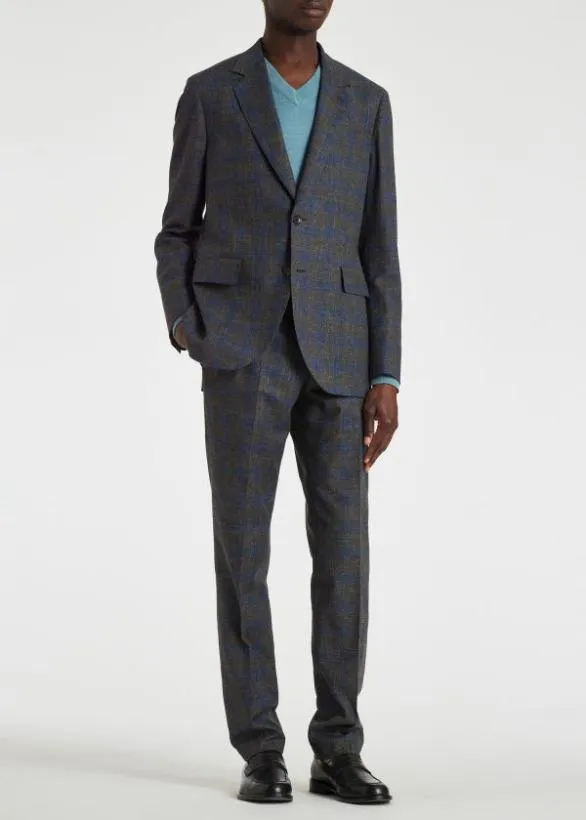 Paul Smith Blazers EasyFit Grey And Blue Check WoolLinen Blazer Grey 8211 Mens