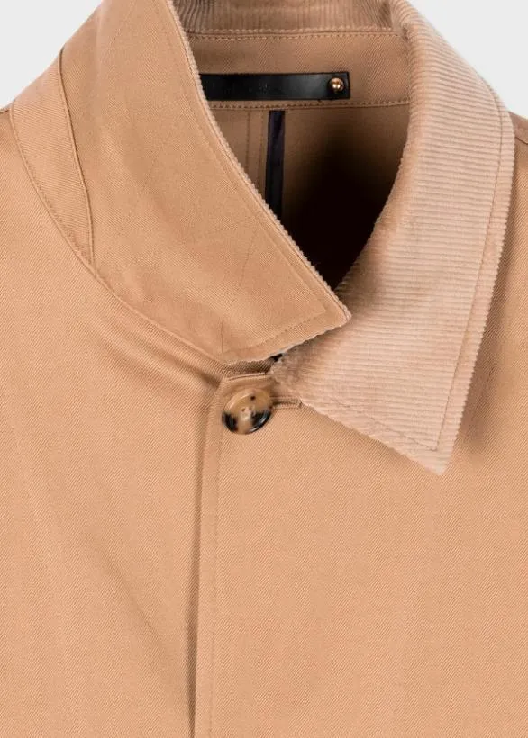 Paul Smith Coats and Jackets CottonTwill Jacket With Corduroy Collar Tan 8211 Mens