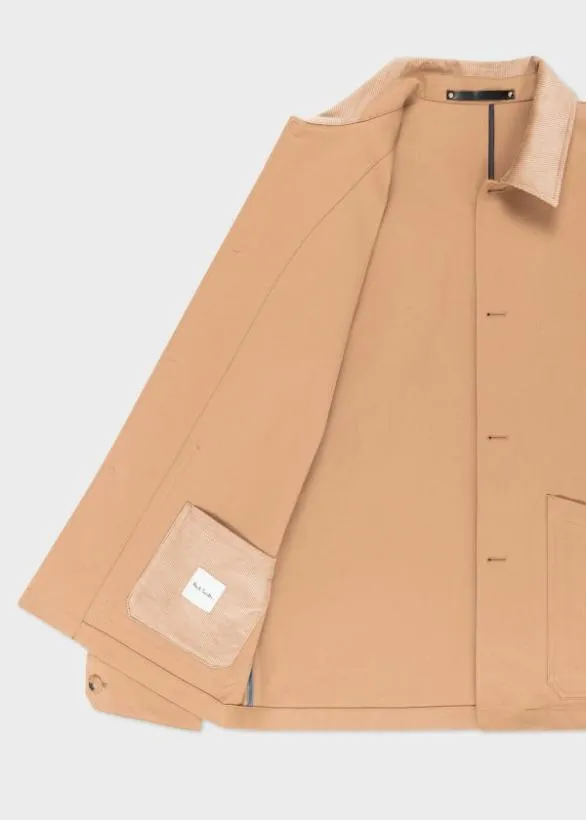 Paul Smith Coats and Jackets CottonTwill Jacket With Corduroy Collar Tan 8211 Mens