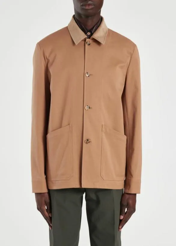 Paul Smith Coats and Jackets CottonTwill Jacket With Corduroy Collar Tan 8211 Mens