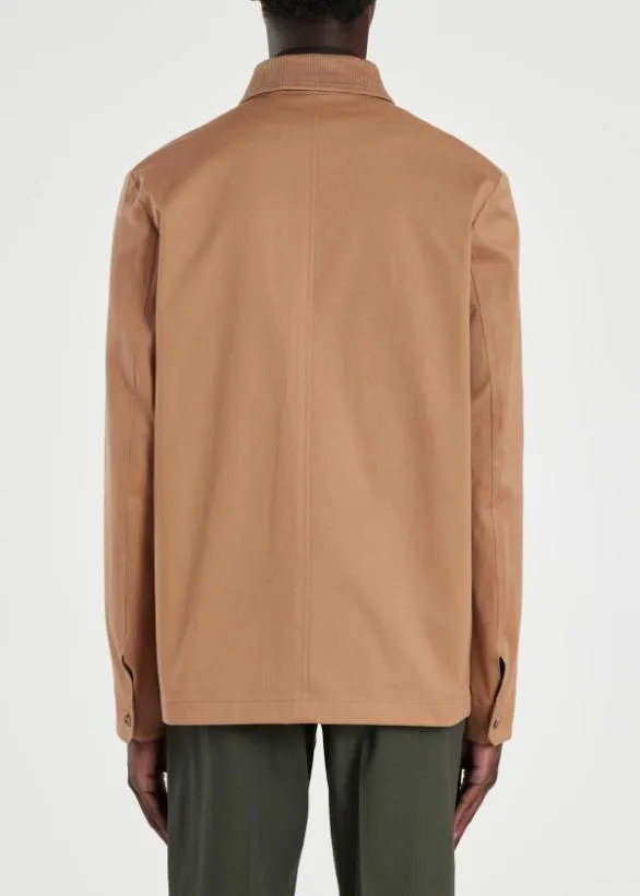 Paul Smith Coats and Jackets CottonTwill Jacket With Corduroy Collar Tan 8211 Mens