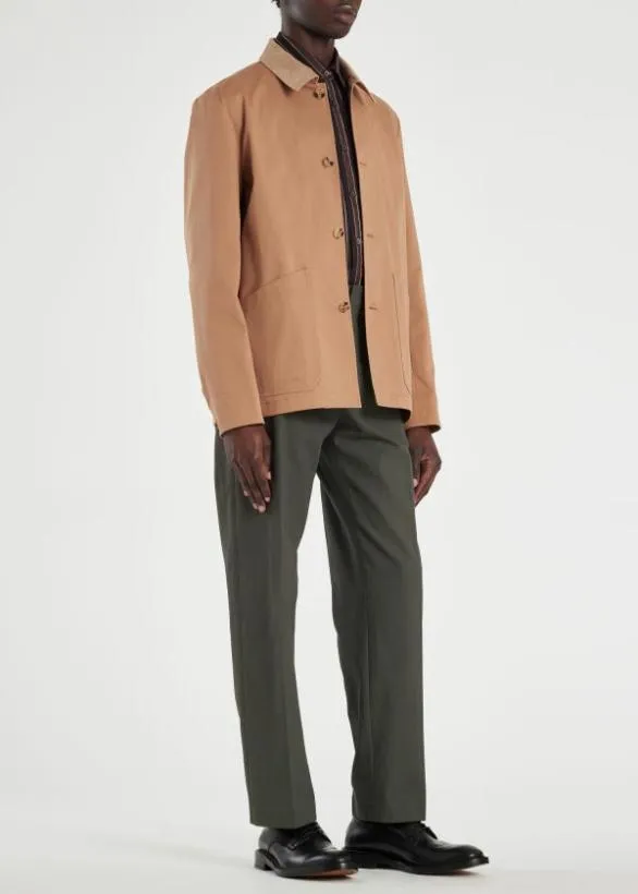 Paul Smith Coats and Jackets CottonTwill Jacket With Corduroy Collar Tan 8211 Mens