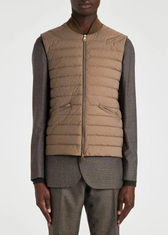Paul Smith Coats and Jackets Hybrid Down Gilet Tan 8211 Mens