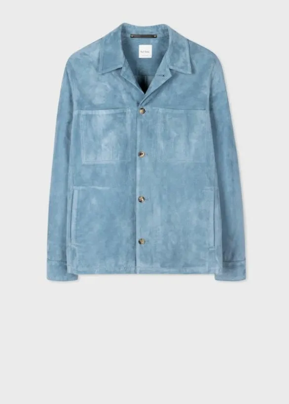 Paul Smith Coats and Jackets Suede Overshirt Light Blue 8211 Mens