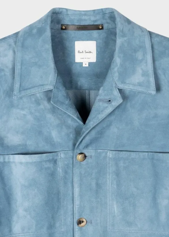 Paul Smith Coats and Jackets Suede Overshirt Light Blue 8211 Mens