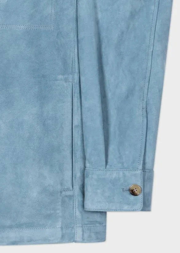 Paul Smith Coats and Jackets Suede Overshirt Light Blue 8211 Mens