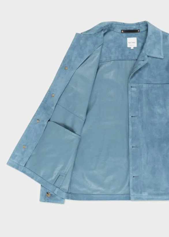 Paul Smith Coats and Jackets Suede Overshirt Light Blue 8211 Mens