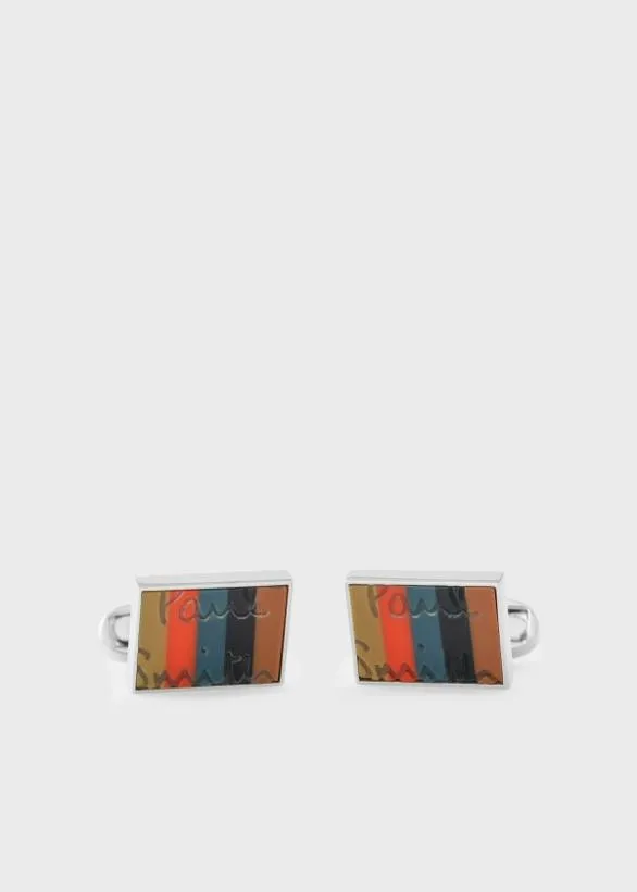 Paul Smith Cufflinks 039Artist Stripe039 Logo Cufflinks Multicolour 8211 Mens