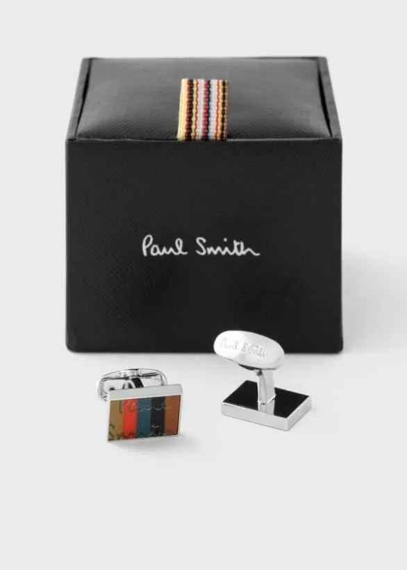 Paul Smith Cufflinks 039Artist Stripe039 Logo Cufflinks Multicolour 8211 Mens