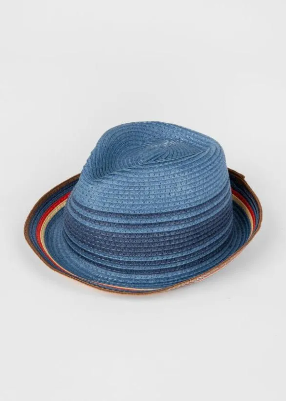 Paul Smith Hats and Gloves Braided Trilby Hat Blue 8211 Mens