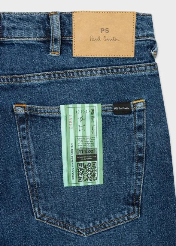 Paul Smith Jeans Mid Blue Wash 039Organic Vintage Stretch039 Jeans Mid Wash 8211 Mens