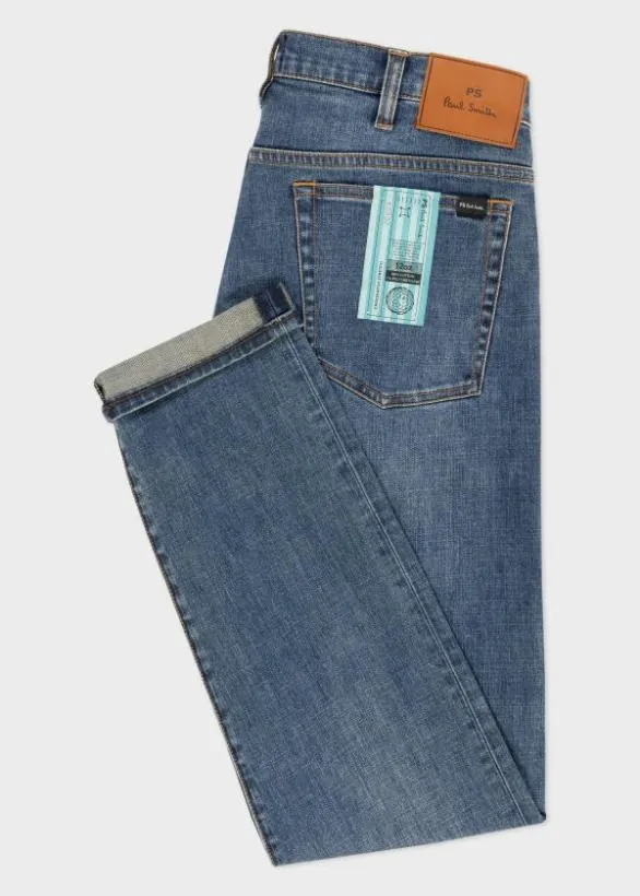 Paul Smith Jeans TaperedFit 039Crosshatch Stretch039 Jeans Mid Wash 8211 Mens
