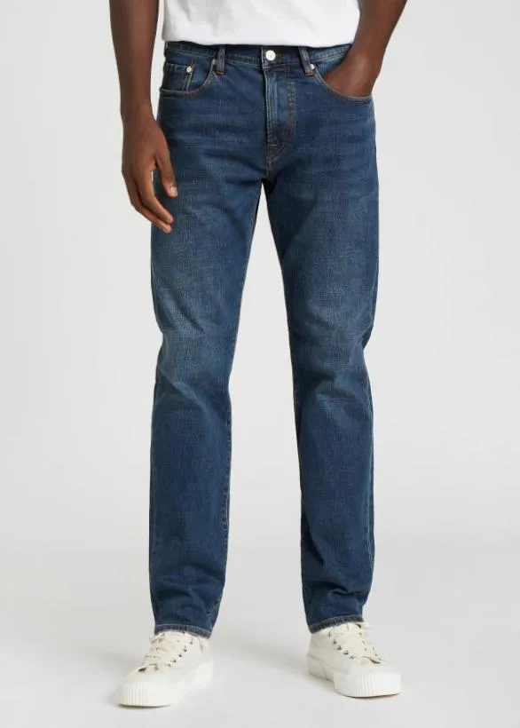 Paul Smith Jeans TaperedFit 039Crosshatch Stretch039 Jeans Mid Wash 8211 Mens