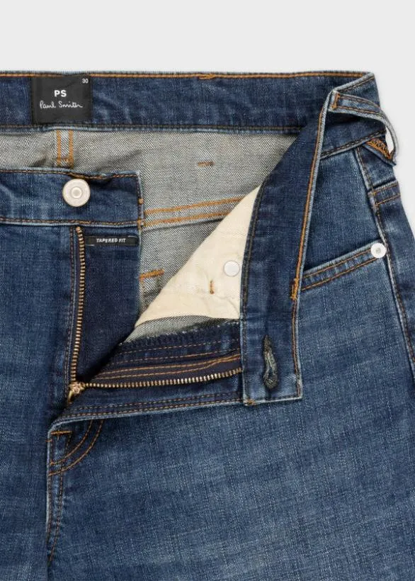 Paul Smith Jeans TaperedFit 039Crosshatch Stretch039 Jeans Mid Wash 8211 Mens