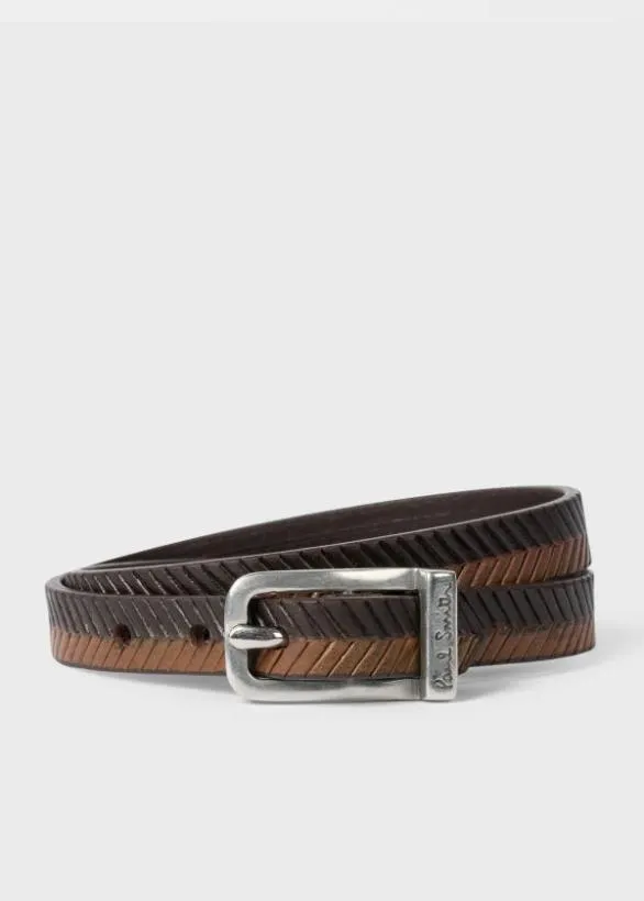 Paul Smith Jewellery and Keyrings TwoTone Herringbone Leather Bracelet Brown 8211 Mens Paul Smith Jewellery and Keyrings TwoTone Herringbone Leather Bracelet Brown 8211 Mens