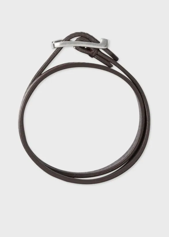Paul Smith Jewellery and Keyrings TwoTone Herringbone Leather Bracelet Brown 8211 Mens