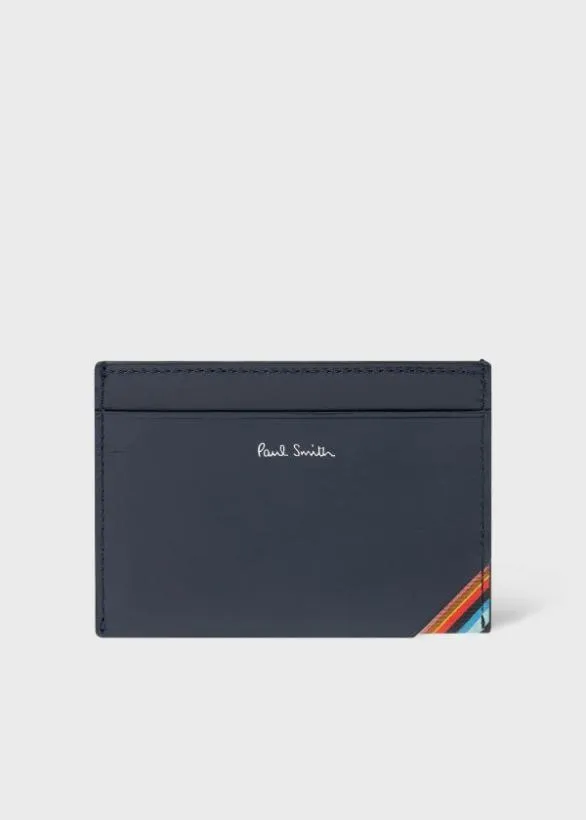 Paul Smith Monogrammed Gifts Leather 039Signature Stripe039 Credit Card Holder Navy 8211 Mens