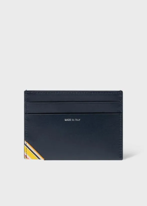 Paul Smith Monogrammed Gifts Leather 039Signature Stripe039 Credit Card Holder Navy 8211 Mens