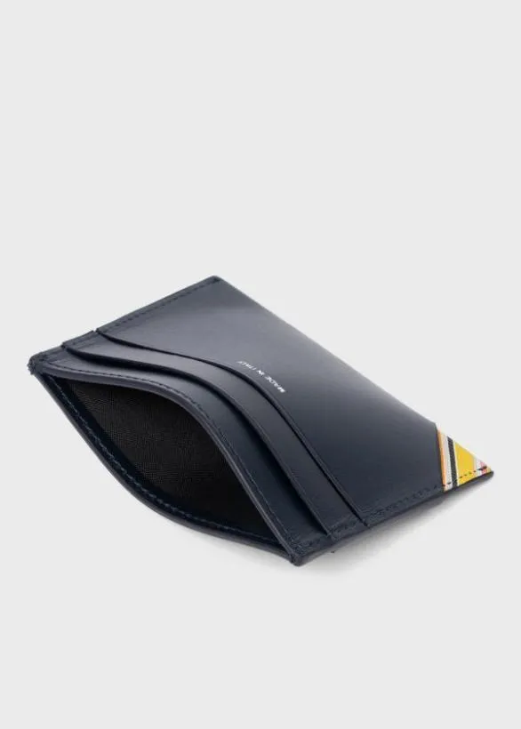 Paul Smith Monogrammed Gifts Leather 039Signature Stripe039 Credit Card Holder Navy 8211 Mens