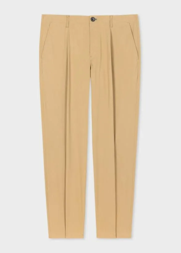 Paul Smith Pants CottonBlend Pleated Trousers Tan 8211 Mens