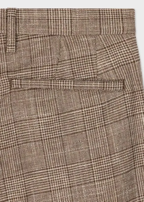 Paul Smith Pants Houndstooth Check WoolLinen Trousers Brown 8211 Mens