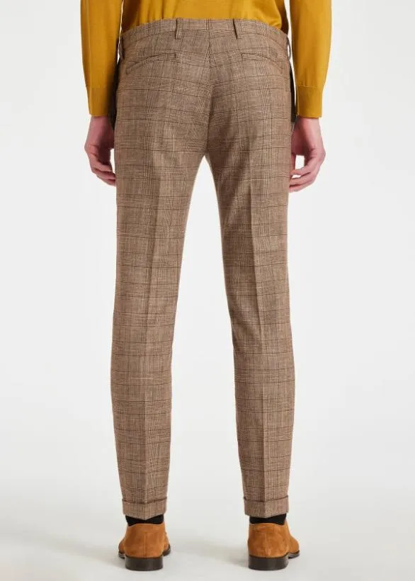 Paul Smith Pants Houndstooth Check WoolLinen Trousers Brown 8211 Mens