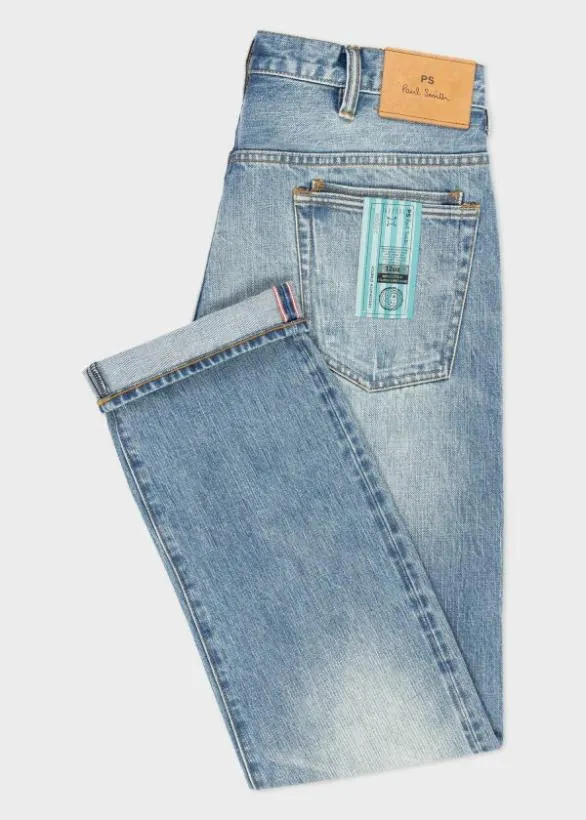 Paul Smith Pants MidWash 039Crosshatch Stretch039 Selvedge Jeans Mid Wash 8211 Mens