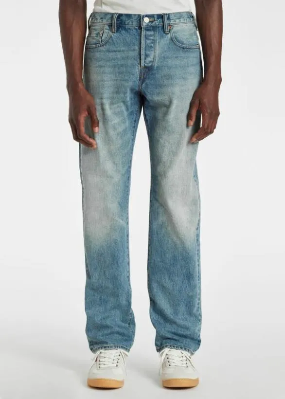Paul Smith Pants MidWash 039Crosshatch Stretch039 Selvedge Jeans Mid Wash 8211 Mens