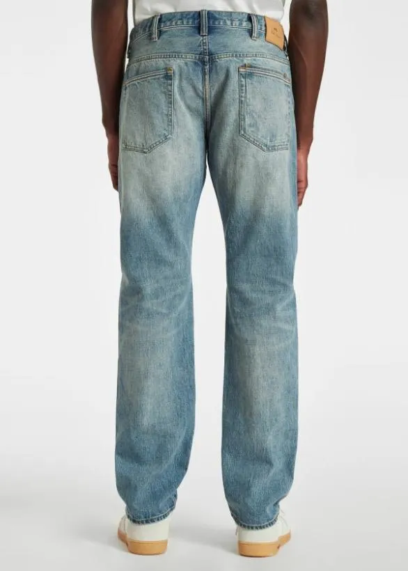Paul Smith Pants MidWash 039Crosshatch Stretch039 Selvedge Jeans Mid Wash 8211 Mens