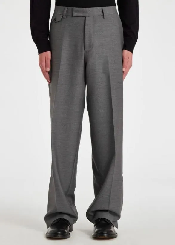 Paul Smith Pants WoolTwill Wide Leg Pants Grey 8211 Mens